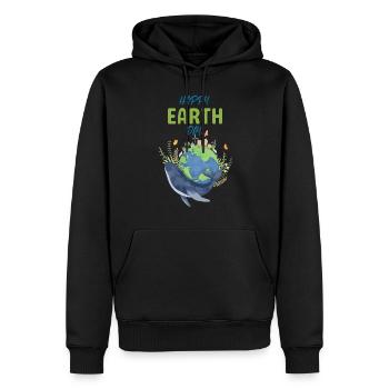 Happy Earth Day whale sea ocean earth nature valuable - Men’s Premium Organic Hoodie - black - Front - Nico (187cm)