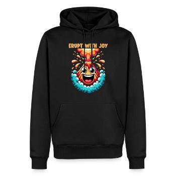Drôle de volcan lave géologie roche chasse géologue - Sweat à capuche Premium bio Homme - noir - Devant - Nico (187cm)