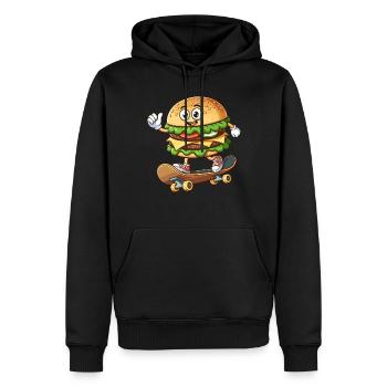 Hamburger Auf Skateboard Lustig - Männer Premium Bio Hoodie - Schwarz - Vorne - Nico (187cm)