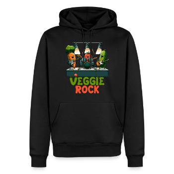 Veggie Rocks Musikband Karottenkumpels - Männer Premium Bio Hoodie - Schwarz - Vorne - Nico (187cm)