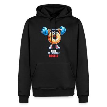 Je soulève pour manger plus de bagels - Sweat à capuche Premium bio Homme - noir - Devant - Nico (187cm)