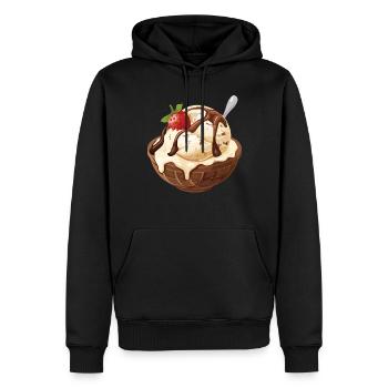 Vanilleeis Erdbeer Eisbecher Genuss Moment - Männer Premium Bio Hoodie - Schwarz - Vorne - Nico (187cm)
