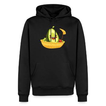 Drôle d’avocat dans un bateau à tacos - Sweat à capuche Premium bio Homme - noir - Devant - Nico (187cm)