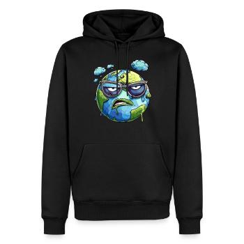 Genervte Erde Mit Brille Und Wolken - Männer Premium Bio Hoodie - Schwarz - Vorne - Nico (187cm)