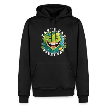 Jour de la Terre tous les jours - Sweat à capuche Premium bio Homme - noir - Devant - Nico (187cm)