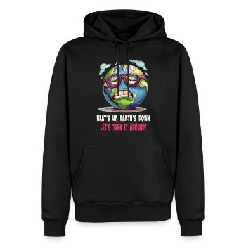 réchauffe la terre vers le bas Retournons-le - Sweat à capuche Premium bio Homme - noir - Devant - Nico (187cm)