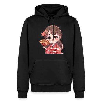 Süße Kirschblüten Kimono Figur - Männer Premium Bio Hoodie - Schwarz - Vorne - Nico (187cm)