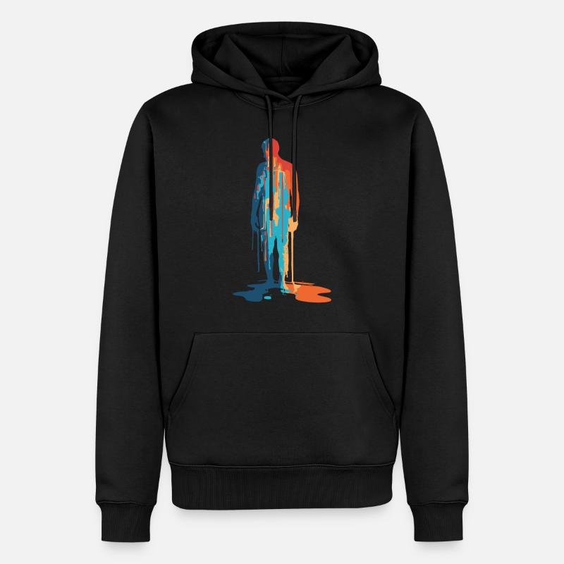 Farbexplosion Moderne Silhouette - Männer Premium Bio Hoodie - Schwarz