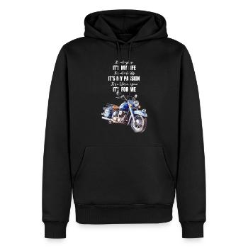 Motorrad Chopper Motorradfahrer Biker Lebensgefühl - Männer Premium Bio Hoodie - Schwarz - Vorne - Nico (187cm)