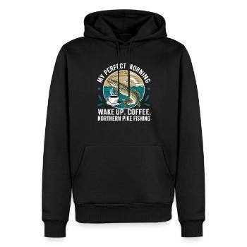 Nördlicher Hechtfischer Hecht Angelrute Hechtfisch - Männer Premium Bio Hoodie - Schwarz - Vorne - Nico (187cm)