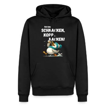 Hambourg fête des pères fête mouette alcool drôle - Sweat à capuche Premium bio Homme - noir - Devant - Nico (187cm)