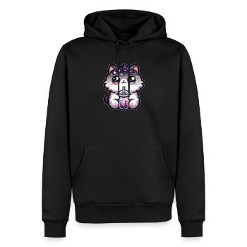 Chats buvant du thé à bulles Galaxy Boba Cat - Sweat à capuche Premium bio Homme - noir - Devant - Nico (187cm)
