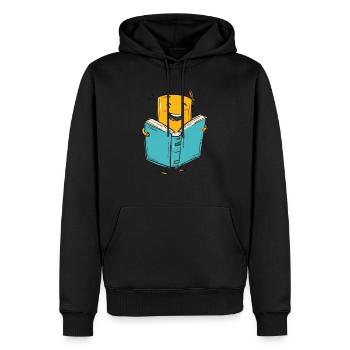 Le plaisir de la lecture pour les amoureux des livres - Sweat à capuche Premium bio Homme - noir - Devant - Nico (187cm)