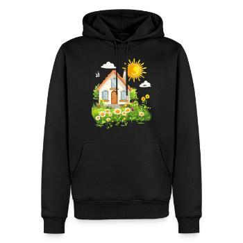 Chalet ensoleillé à la campagne - Sweat à capuche Premium bio Homme - noir - Devant - Nico (187cm)