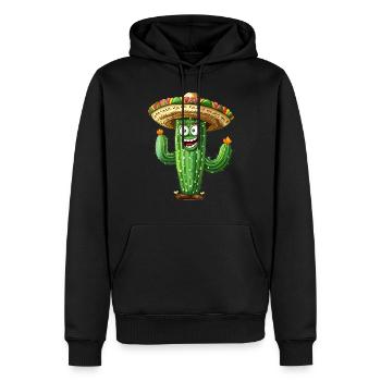Drôle de cactus avec sombrero ardent - Sweat à capuche Premium bio Homme - noir - Devant - Nico (187cm)
