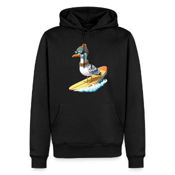 Hambourg Mouette Surf Surfeur Côte Vague Mer Drôle - Sweat à capuche Premium bio Homme - noir - Devant - Nico (187cm)