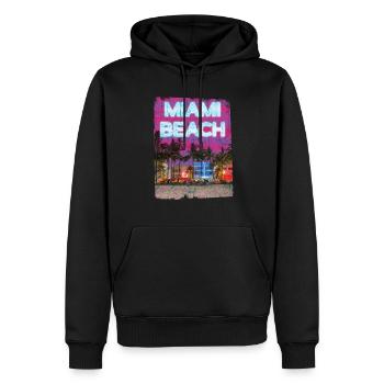 Miami 80er Retro Vaporwave - Männer Premium Bio Hoodie - Schwarz - Vorne - Nico (187cm)