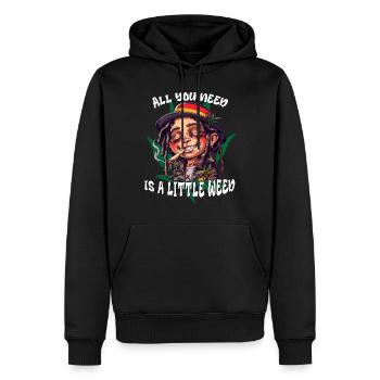 Tout ce dont vous avez besoin, c’est d’un peu d’herbe. Cannabis, Rastafari - Sweat à capuche Premium bio Homme - noir - Devant - Nico (187cm)