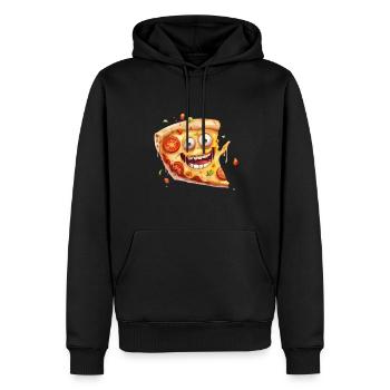 Lustiges Pizza Stück Mit Gesicht - Männer Premium Bio Hoodie - Schwarz - Vorne - Nico (187cm)