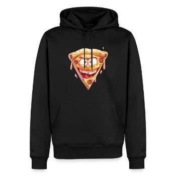 Crazy Pizza With Funny Face - Men’s Premium Organic Hoodie - black - Front - Nico (187cm)
