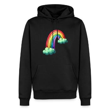 Bunter Regenbogen Mit Wolken Zeichnung - Männer Premium Bio Hoodie - Schwarz - Vorne - Nico (187cm)