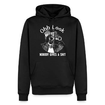 Oh Look Nobody Gives A Shit - Männer Premium Bio Hoodie - Schwarz - Vorne - Nico (187cm)