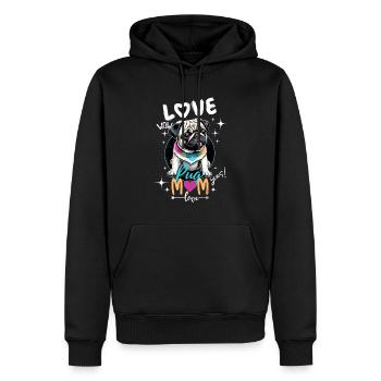 Mops Mama Liebe - Mops Mama Liebe - 2. Version - Männer Premium Bio Hoodie - Schwarz - Vorne - Nico (187cm)