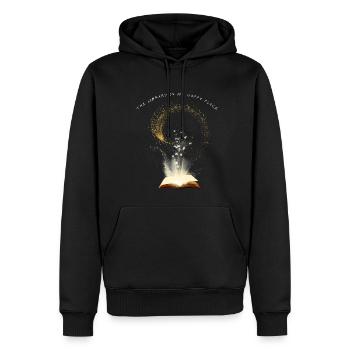 Die bibliothek ist mein lieblingsplatz - Männer Premium Bio Hoodie - Schwarz - Vorne - Nico (187cm)