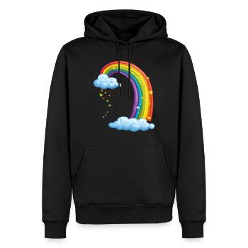Bunter Regenbogen Mit Wolken Zeichnung - Männer Premium Bio Hoodie - Schwarz - Vorne - Nico (187cm)