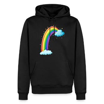 Bunter Regenbogen Mit Wolken Zeichnung - Männer Premium Bio Hoodie - Schwarz - Vorne - Nico (187cm)
