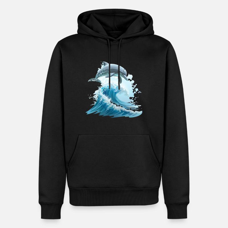 Dauphin Océan Saut Mer - Sweat à capuche Premium bio Homme - noir