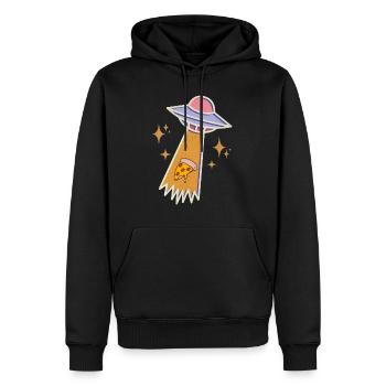 Ufo Pizza - Sweat à capuche Premium bio Homme - noir - Devant - Nico (187cm)