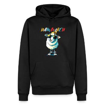 Hambourg Mouton Cool Côte de la Mer du Nord Nord Drôle - Sweat à capuche Premium bio Homme - noir - Devant - Nico (187cm)