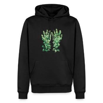 Feuilles vertes à la main contour Nature Motif - Sweat à capuche Premium bio Homme - noir - Devant - Nico (187cm)