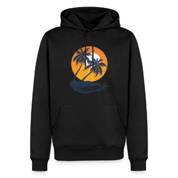 Coucher de soleil ensoleillé sur Palm Island - Sweat à capuche Premium bio Homme - noir - Devant - Nico (187cm)