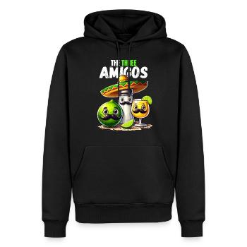 Three Amigos Tequila Lime Salt Mexico Funny - Men’s Premium Organic Hoodie - black - Front - Nico (187cm)