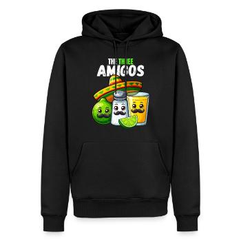 Trois Amigos Tequila Lime Sel Sombrero Drôle - Sweat à capuche Premium bio Homme - noir - Devant - Nico (187cm)