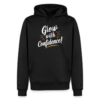 Glow with Confidence Motivation - Männer Premium Bio Hoodie - Schwarz - Vorne - Nico (187cm)