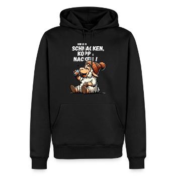 Hambourg Sheep Snacks Drink Funny JGA Party - Sweat à capuche Premium bio Homme - noir - Devant - Nico (187cm)