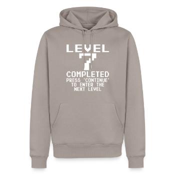 Niveau 7 terminé - Sweat à capuche Premium bio Homme - taupe - Devant - Nico (187cm)