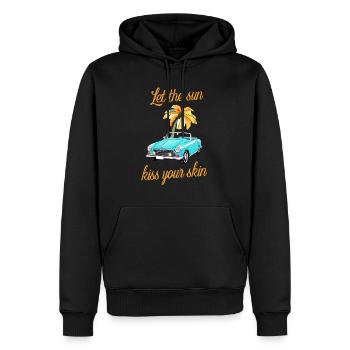 Retro Cabrio Spruch Sonne küsst die Haut Cabriolet - Männer Premium Bio Hoodie - Schwarz - Vorne - Nico (187cm)