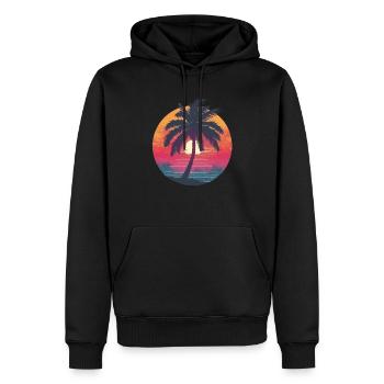 Sonnenaufgang Palmen Retro Kreis - Männer Premium Bio Hoodie - Schwarz - Vorne - Nico (187cm)