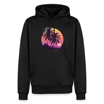 Sunny Palm Trees Sunset - Men’s Premium Organic Hoodie - black - Front - Nico (187cm)