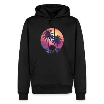 Sunny Palm Trees Sunset - Men’s Premium Organic Hoodie - black - Front - Nico (187cm)