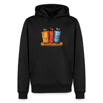 Lächelnde Tassen Trio in Herbstfarben - Männer Premium Bio Hoodie - Schwarz - Vorne - Nico (187cm)
