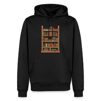 Étagère pleine de littérature classique - Sweat à capuche Premium bio Homme - noir - Devant - Nico (187cm)