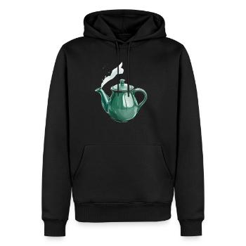 Théière verte à la vapeur magique - Sweat à capuche Premium bio Homme - noir - Devant - Nico (187cm)
