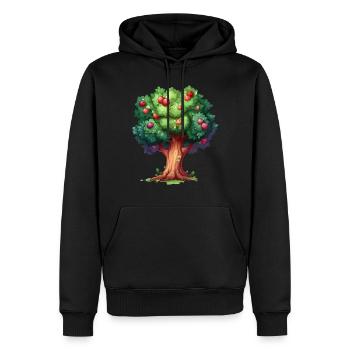 Pommier coloré dans le style cartoon - Sweat à capuche Premium bio Homme - noir - Devant - Nico (187cm)