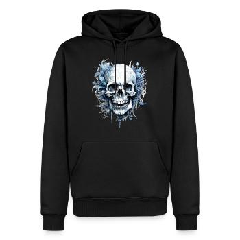 Crâne Crâne Squelette Horreur Gothique Métal - Sweat à capuche Premium bio Homme - noir - Devant - Nico (187cm)