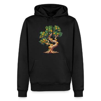 Oranger avec motif de fruits mûrs - Sweat à capuche Premium bio Homme - noir - Devant - Nico (187cm)